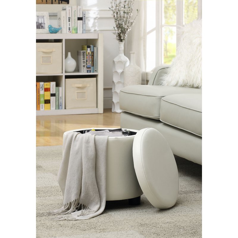 Round Storage Ottoman with Reversible Tray Lid - Multiple Finishes