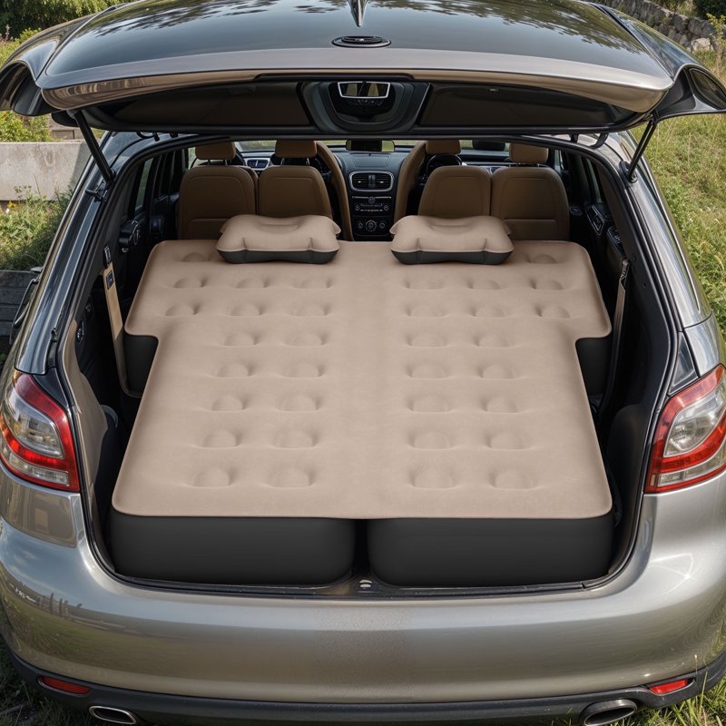 Inflatable Car Air Mattress with Pump - Portable SUV Bed for Camping & Travel