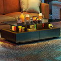 Modern Coffee Table with LED Lighting and Storage - Black