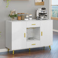 Storage Cabinet with Doors & Drawers - White Coffee Bar Cabinet