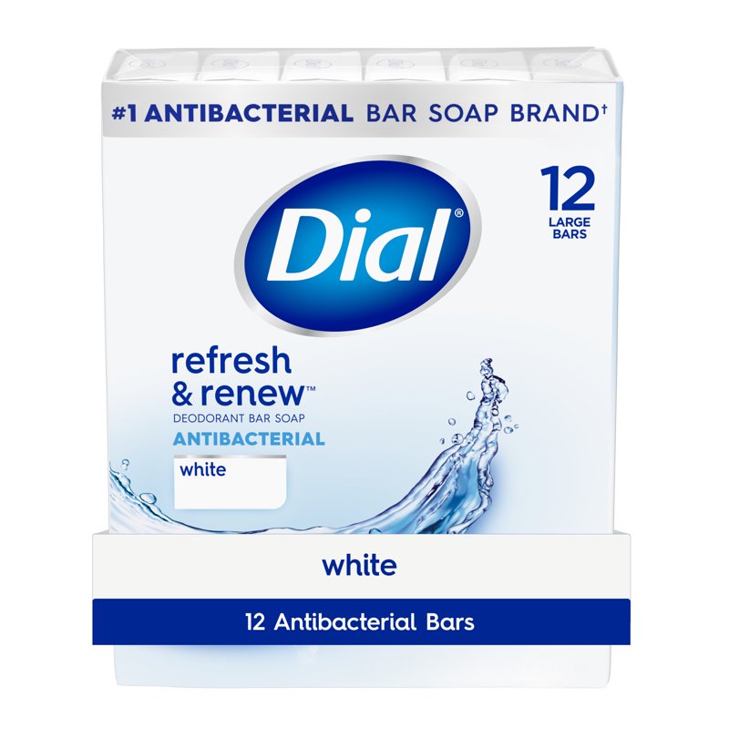 Antibacterial Bar Soap - Refresh & Renew White Deodorant Soap, 12 Pack