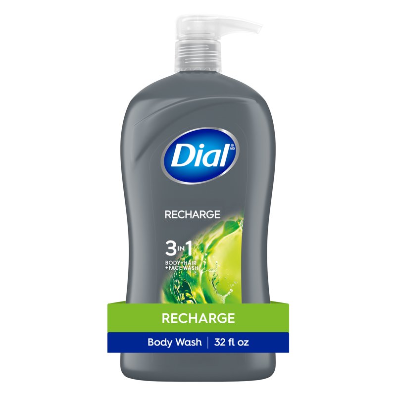 Dial Recharge 3-in-1 Men's Body Wash, Hair & Face, Cedar Leaf, 32 fl oz