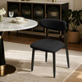 Upholstered Wooden Dining Chair Set of 4 with Curved Back - Black