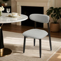 Upholstered Dining Chair Set of 4 - Gray Fabric with Curved Back