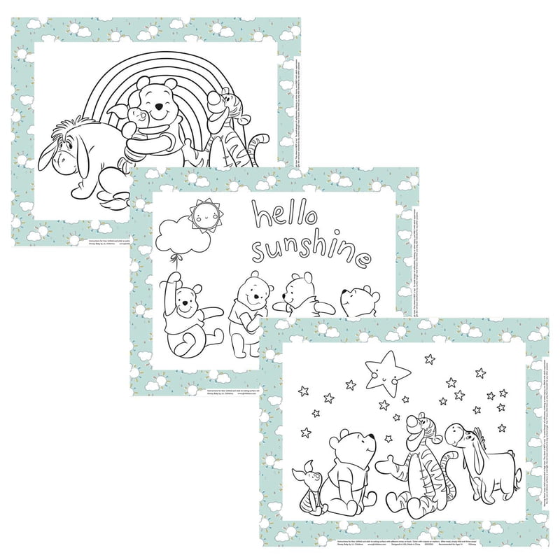 ColorMe Disposable Placemats - Stick On Placemats for Kids - Winnie the Pooh, 24 Pack