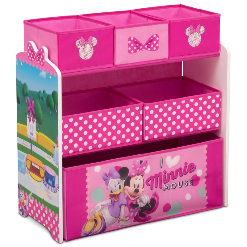 6-Bin Toy Organizer with Minnie Mouse Design - Multiple Characters