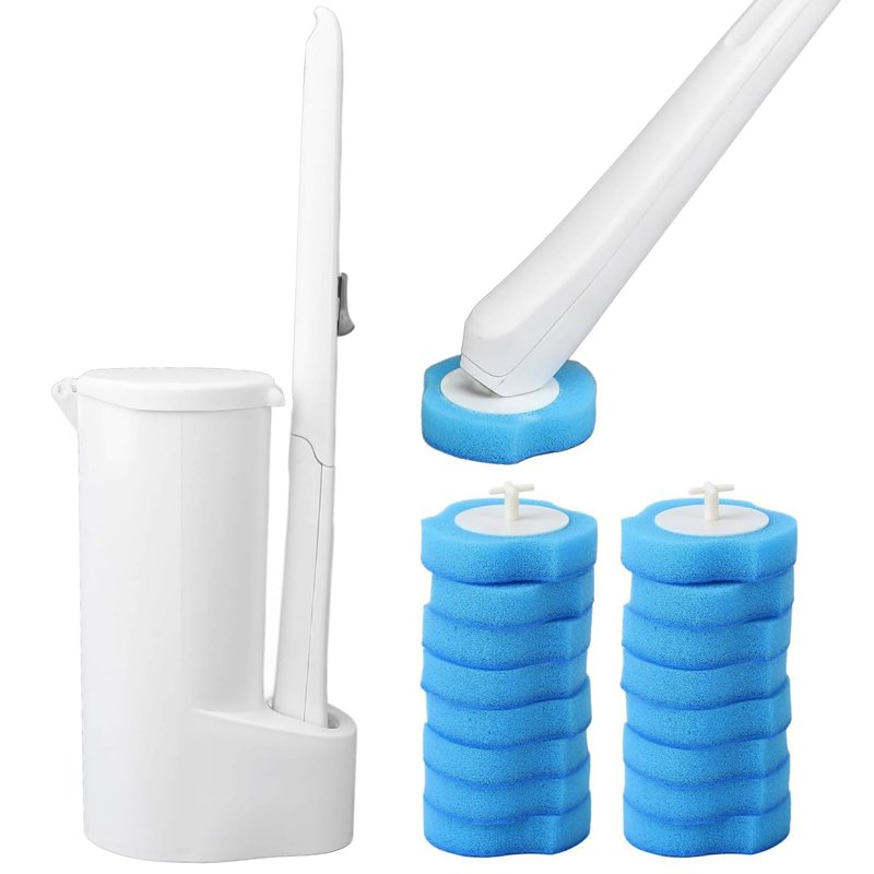 Toilet Wand with 16 Disposable Refills and Storage Caddy – Deep Cleaning & Sanitary Bathroom Brush Set