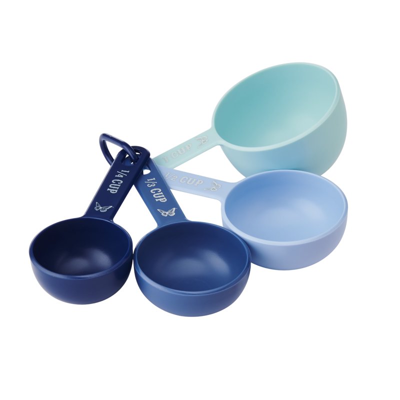 Measuring Cups Set - 4-Piece Nesting in Blue with Butterfly Accents
