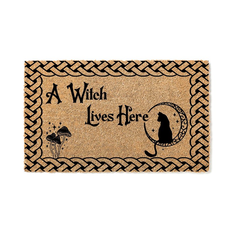 Halloween Doormat - Witch Lives Here Fall Decor Outdoor Welcome Mat