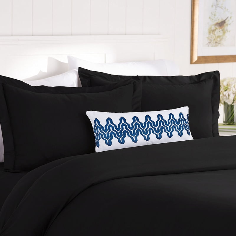 Double Brushed Microfiber King Comforter Cover Set - Black - Elegant Comfort
