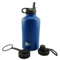 64 oz Double Wall Stainless Steel Water Bottle - Blue with 3 Lids