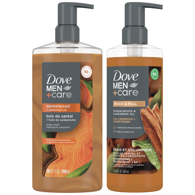 Plant-Based Body Wash for Men - Sandalwood and Cardamom Oil, 26 oz