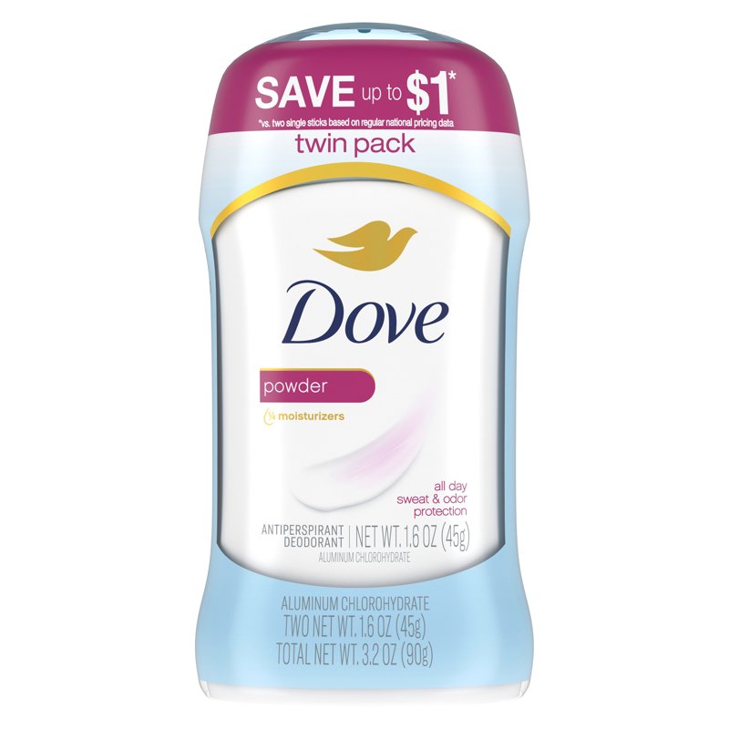 Invisible Solid Antiperspirant Deodorant for Women - Powder Scent, 2 Pack