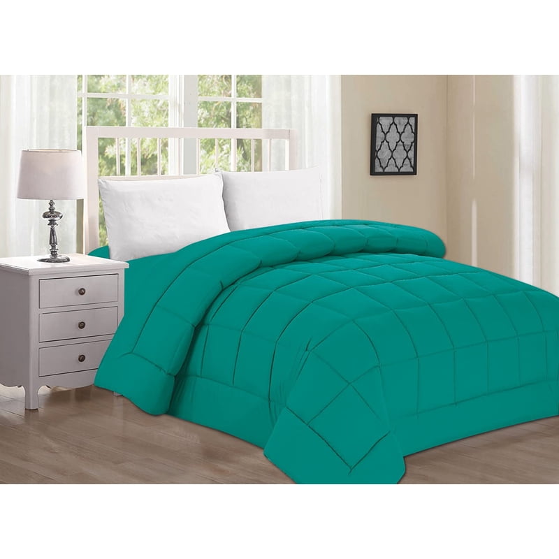 Twin Comforter Set with Shams 3 Pieces Turquoise - Reversible Microfiber Bedding