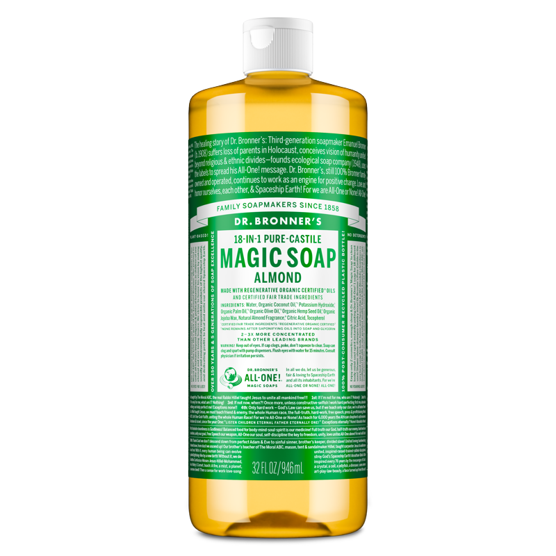 Almond Pure-Castile Liquid Soap - Concentrated Organic Body Wash, 32 fl oz