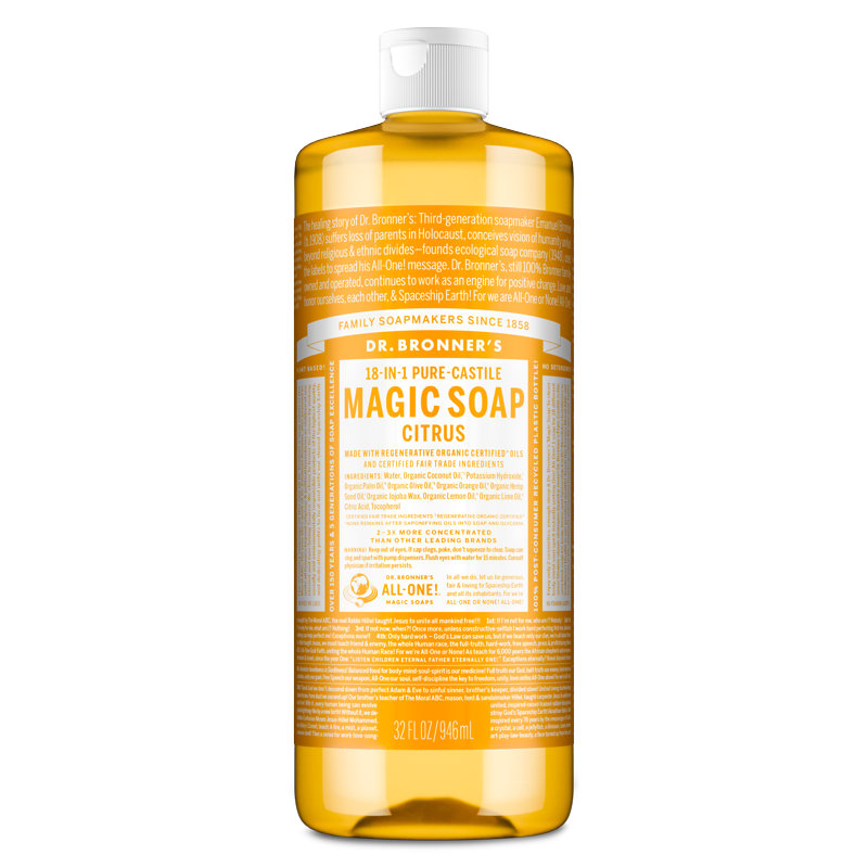 Citrus Pure-Castile Liquid Soap - All-Natural Body Wash, 32 fl oz