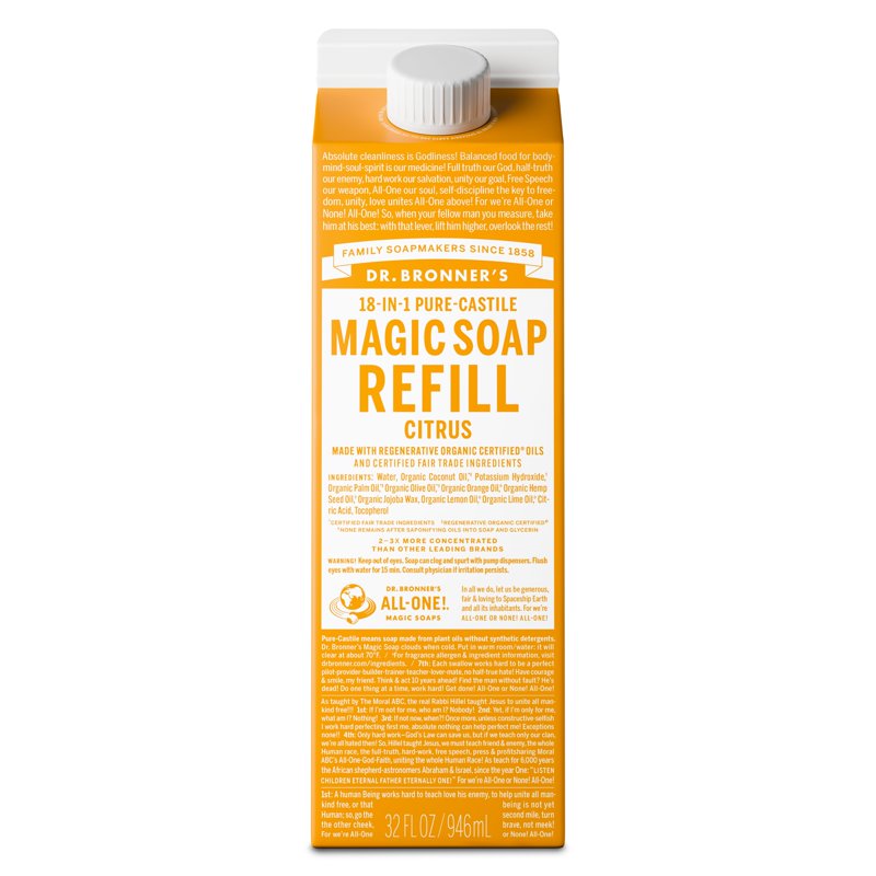 Citrus Pure-Castile Liquid Soap Refill - 32 fl oz Sustainable Paper Carton