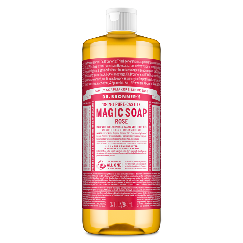 Rose Pure-Castile Liquid Soap - Concentrated Organic Body Wash, 32 fl oz