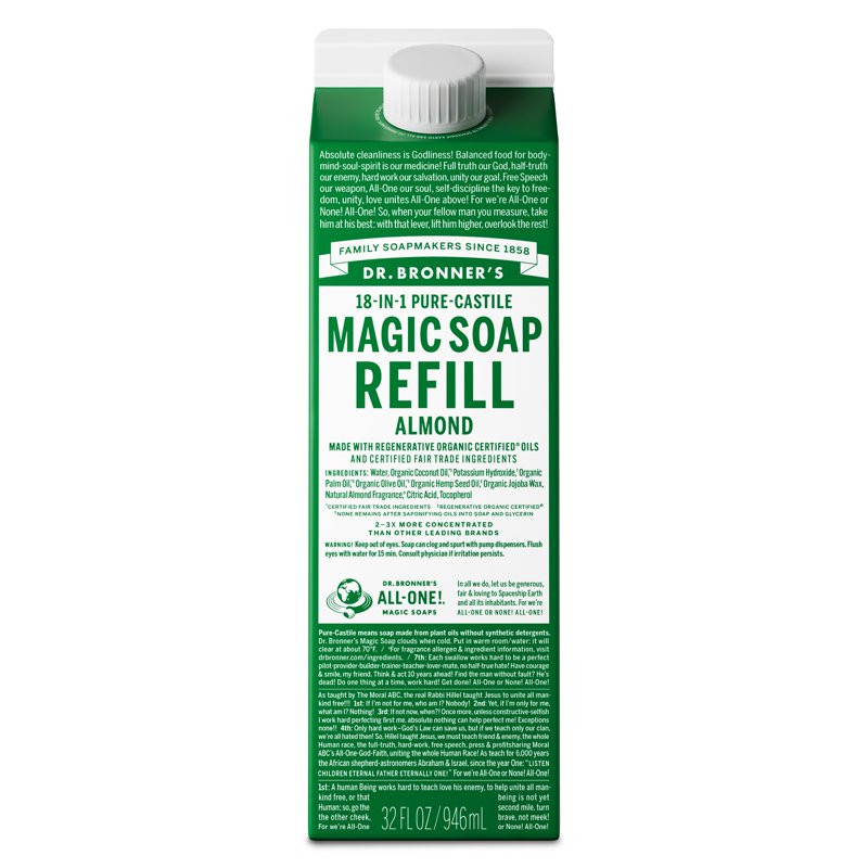 Almond Pure-Castile Liquid Soap Refill - 32 fl oz Sustainable Paper Carton