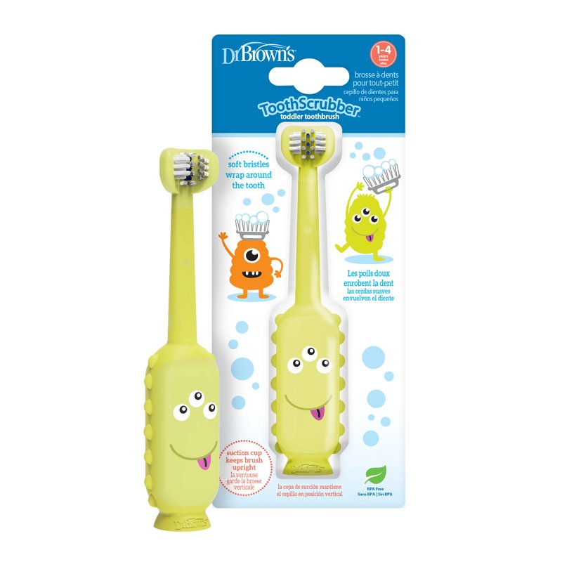 3-Sided Toddler Toothbrush with Color-Changing Bristles and Suction Base