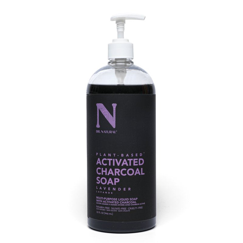 Activated Charcoal Liquid Soap with Shea Butter - Lavender, 32 oz