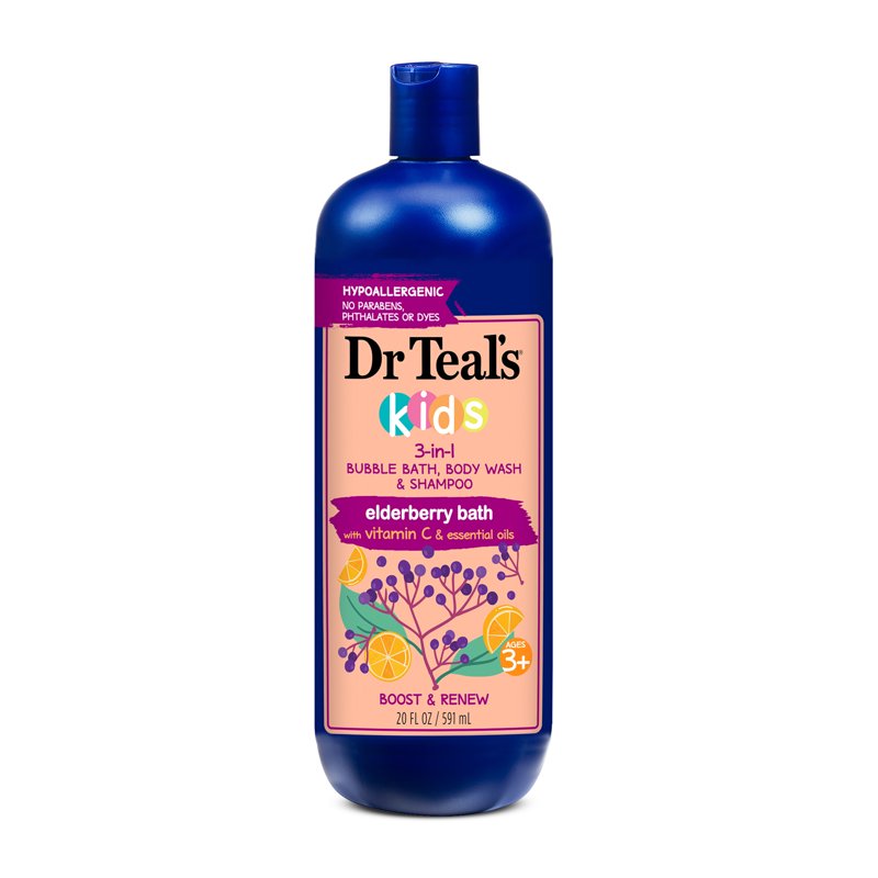Kids 3-in-1 Bubble Bath, Body Wash & Shampoo - Elderberry & Vitamin C