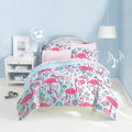 Twin Flamingo Comforter Set for Kids - Pink Microfiber Bedding with Reversible Design