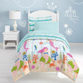 Full Mermaid Dreams Bed-in-a-Bag Comforter Set for Girls - Light Blue, Reversible, Microfiber