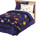 Kids Space Comforter Set with Star and Planet Print - Full Size, 8 Pieces