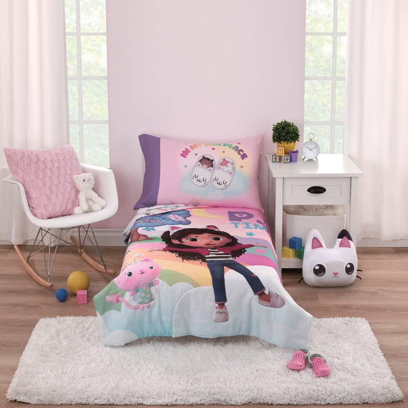 Toddler Bed Set with Comforter Sheets & Pillowcase - DreamWorks Gabby's Dollhouse