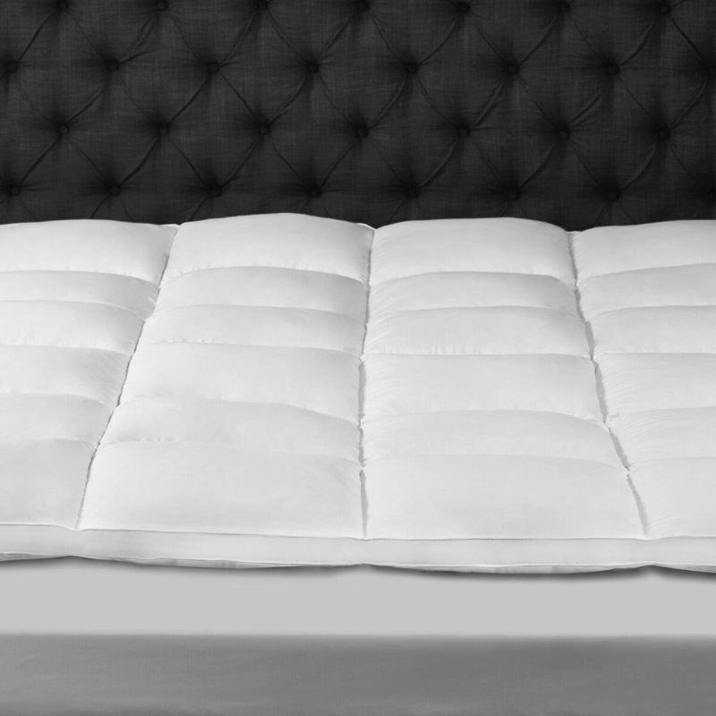 Queen Cotton Fiberbed Mattress Topper - Breathable, Overfilled Support