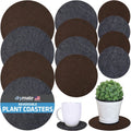 Plant Coaster Mat Set of 12 - Reversible Charcoal/Brown, 6-10"