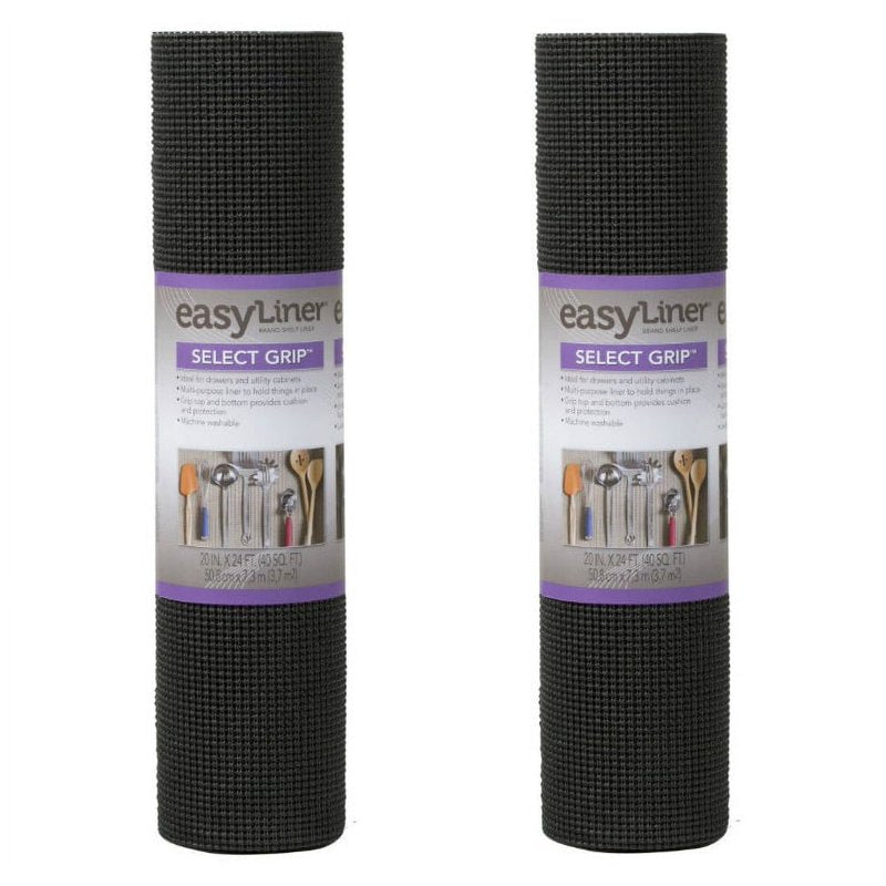 Non-Adhesive Shelf Liner - 20-Inch x 24-Foot, Black, 2 Pack