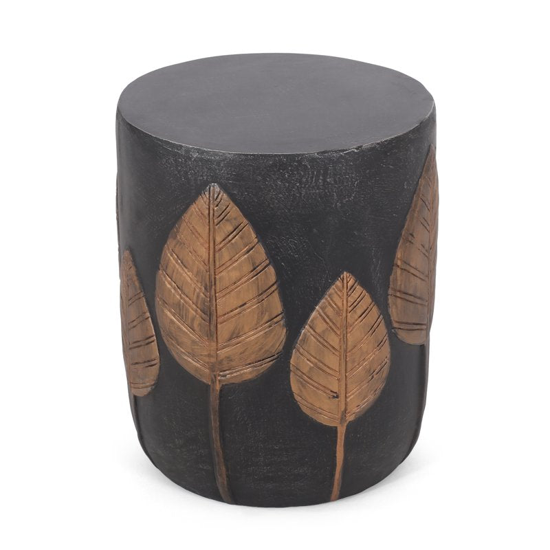 Lightweight Concrete Outdoor Side Table - Black & Antique Copper