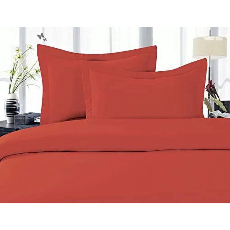 Full/Queen Duvet Cover Set with Pillow Shams - Rust Orange 3 Piece