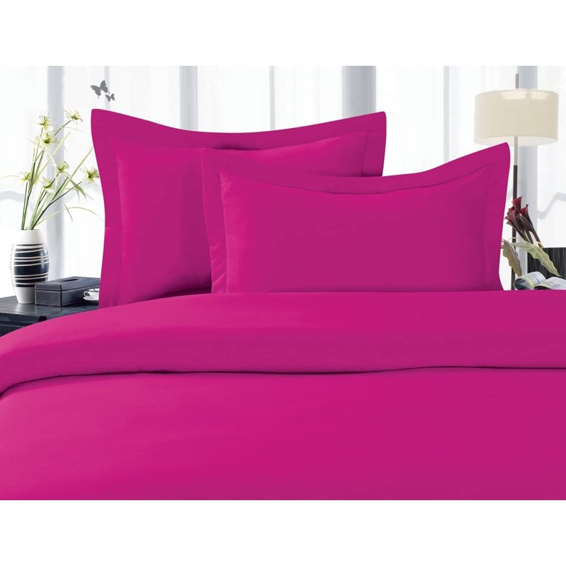 Twin Hot Pink Duvet Cover Set with 2 Pillow Shams - Elegant Comfort