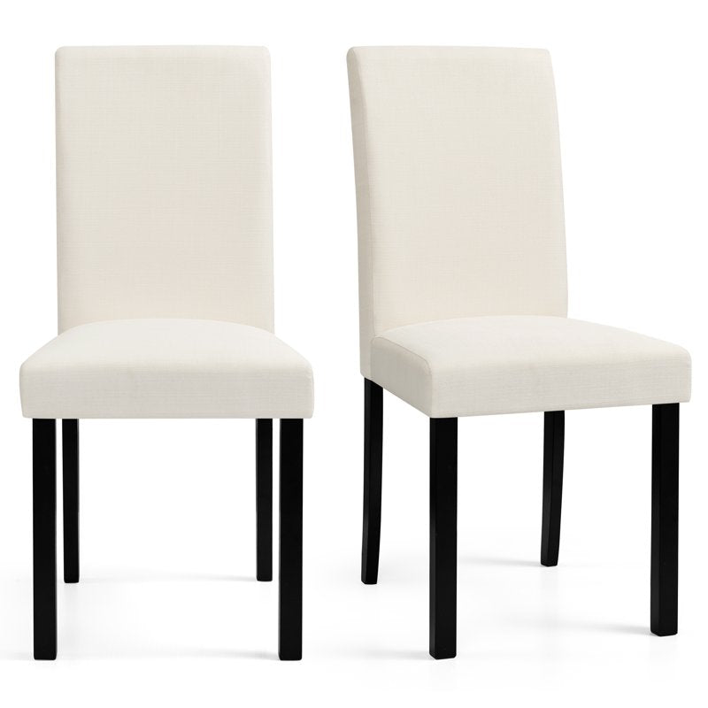 Linen Upholstered Dining Chairs Set of 2 - Ivory