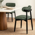 Chenille Upholstered Dining Chairs Set of 2 - Green