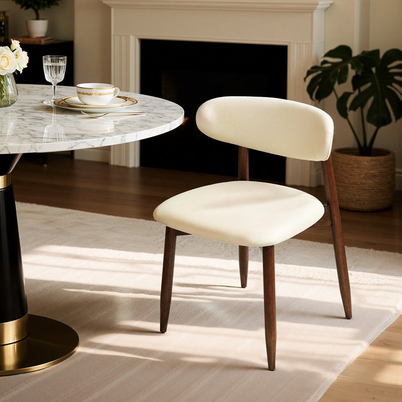 Upholstered Wood Dining Chairs Set of 2 - Beige