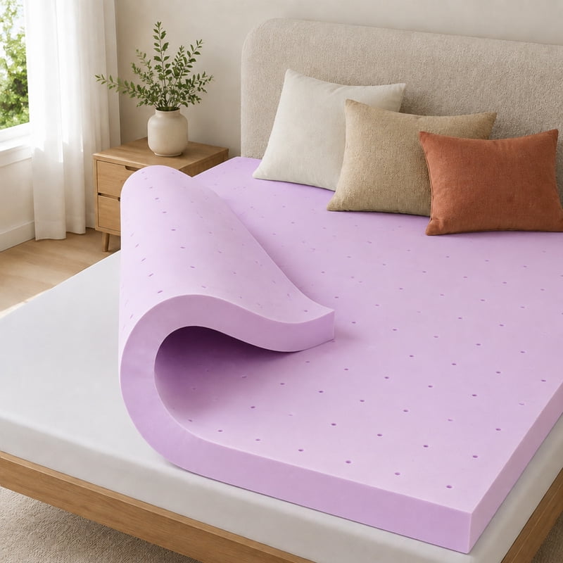 Twin Size Gel Memory Foam Mattress Topper 1.5 Inch Purple Support & Pressure Relief