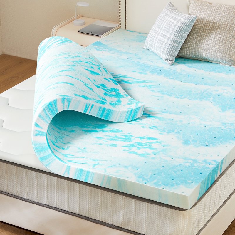 California King Gel Memory Foam Mattress Topper 3 Inch Blue Bed Support