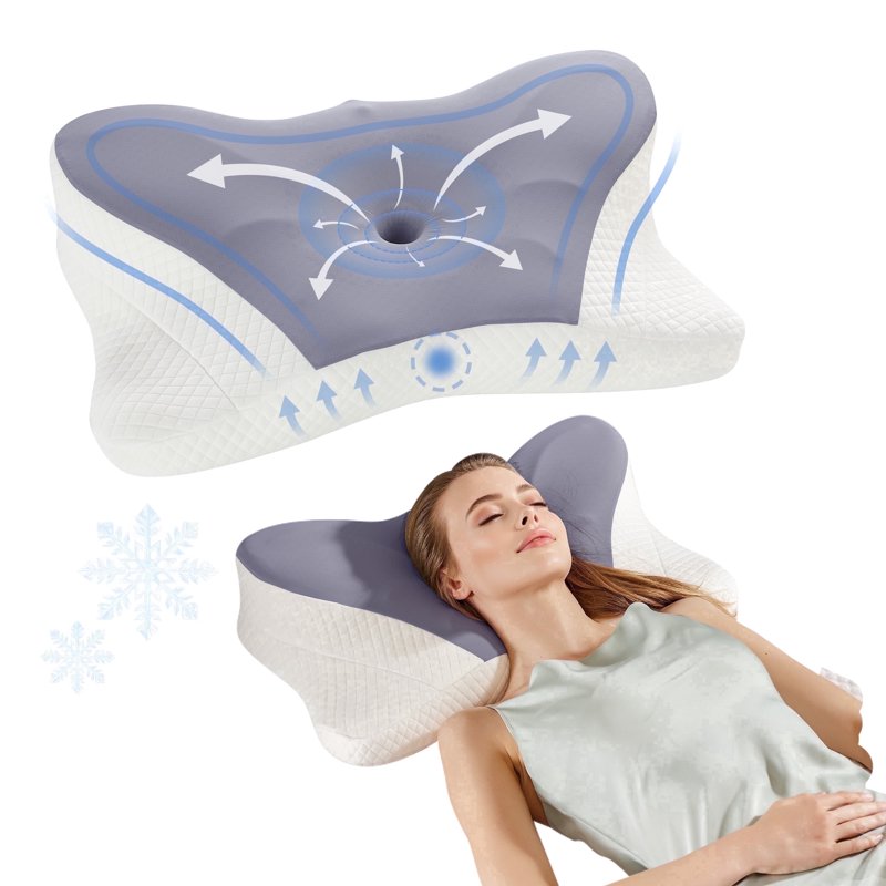 King Size Contour Memory Foam Pillow for Neck Pain Relief - Dark Gray
