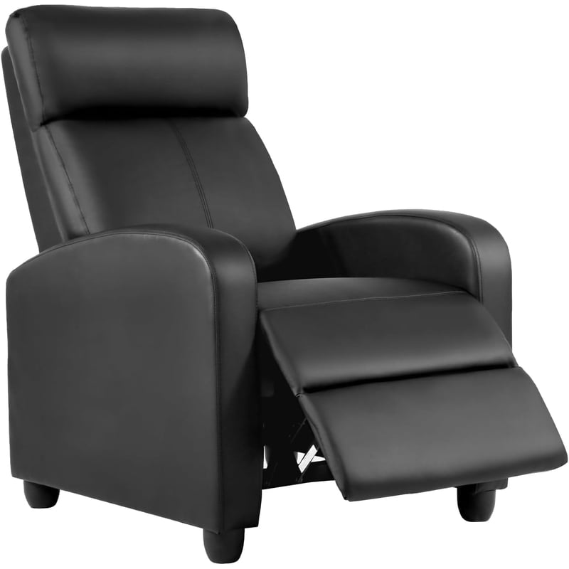 Small Recliner Chair with Padded Seat, Footrest & Side Pocket