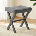 Modern Square Makeup Stool with Metal X Legs - Multiple Colors