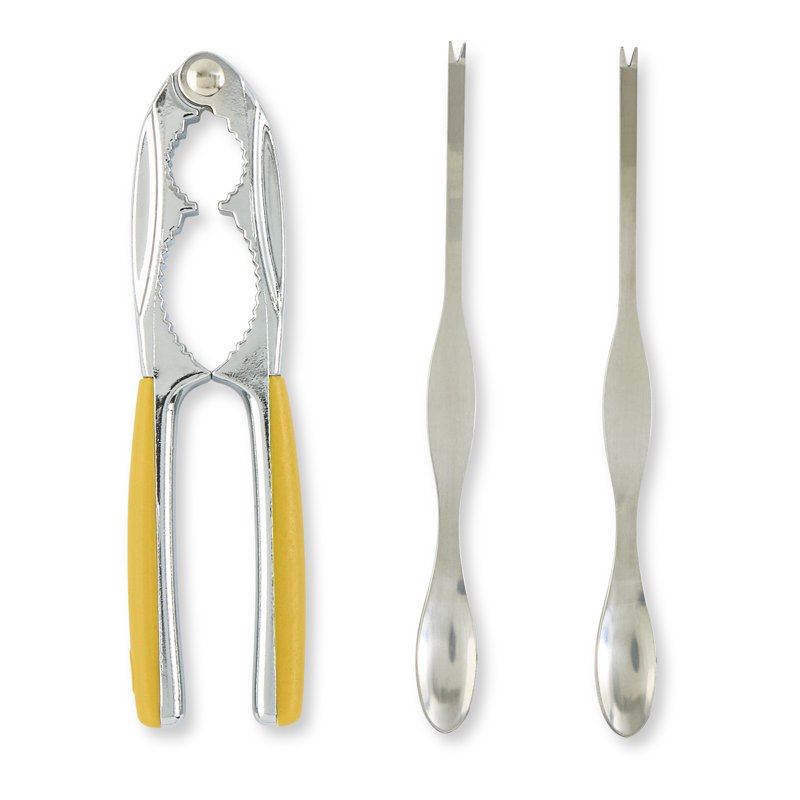 3-Piece Seafood & Nutcracker Set with Picks - Yellow