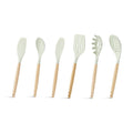 6-Piece Silicone and Wood Kitchen Utensil Set - Green