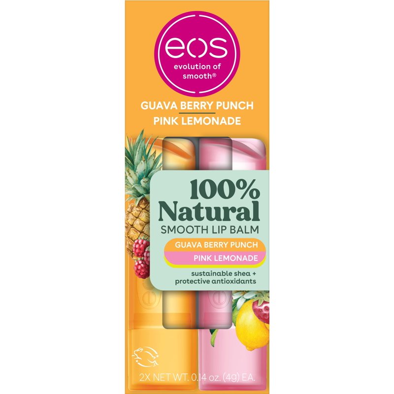 Natural Shea Butter Lip Balm Set - Guava Berry Punch & Pink Lemonade - 2 Pack