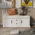 42.5" Solid Wood Storage Bench with Cushioned Top and Drawers