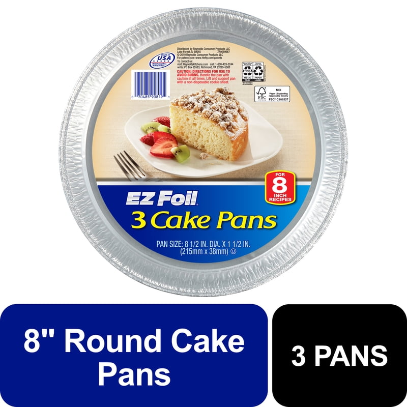 Disposable Round Cake Pans - 8 Inch, 3 Count