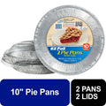 Round Disposable Foil Pie Pans with Lids - 10 Inch, 2 Count